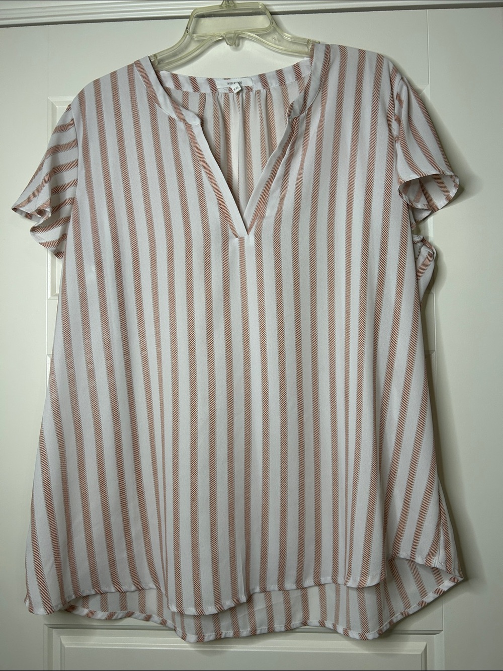 Maurices Blush and White Striped Blouse